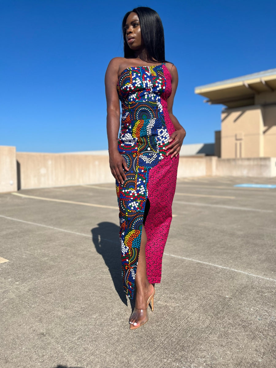 Two tone Ankara Dress – Yoma Fashion Boutique