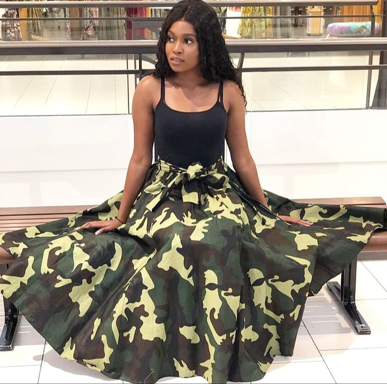 Camo print shop long skirt