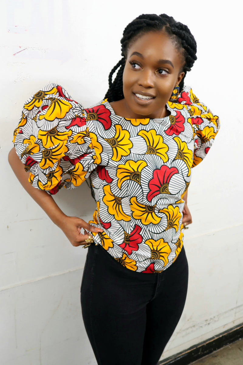 Puff Sleeve Ankara Floral Top – Yoma Fashion Boutique