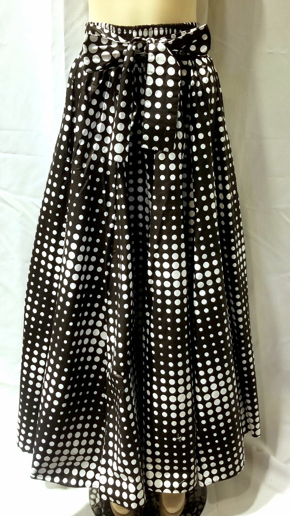 Black and White Polkadot Maxi Skirt