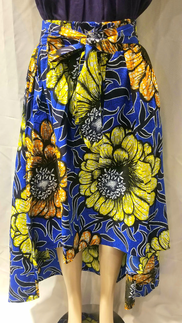High Low Floral Print Maxi Skirt