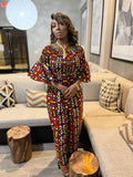Wide Leg African Print Elastic Jumpsuit