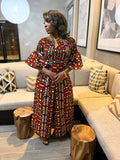 Wide Leg African Print Elastic Jumpsuit