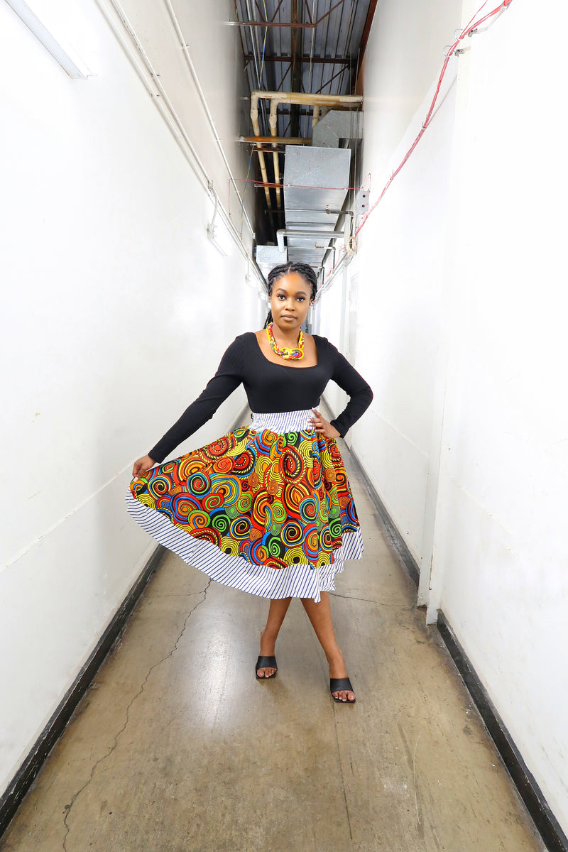 Multi-Color Flare Skirt