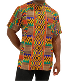 Multicolor Kente Print Button-Up Shirt