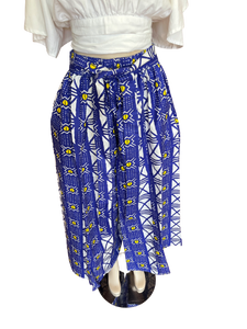 Blue and White Wide Leg Ankara Pants