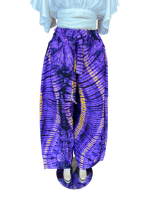 Purple Tie-Dye Wide Leg Ankara Pants