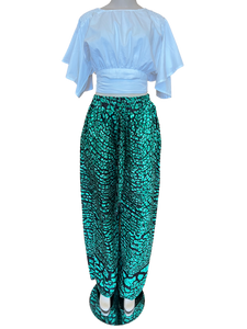 Teal Kaleidoscope Wide Leg Ankara Pants