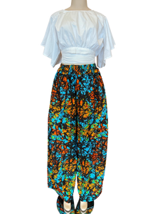 Turquoise Kaleidoscope Wide Leg Ankara Pants