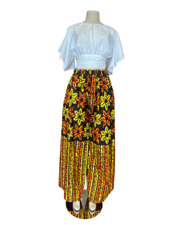 Fall Orange Yellow and Black Wide Leg Ankara Pants