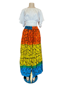 Orange Yellow and Blue Wide Leg Ankara Pants