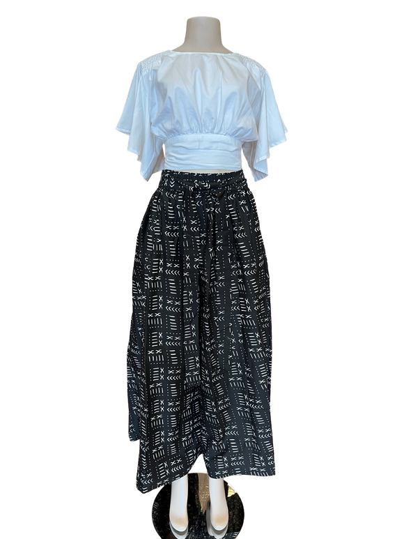 Black Ankara Wide Leg Ankara Pants