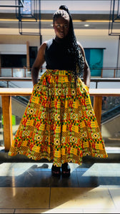 Long Kente Skirt, headwrap Included