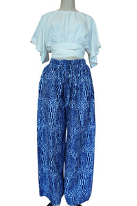 Blue Wide Leg Ankara Pants