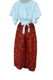 Red Wide Leg Ankara Pants