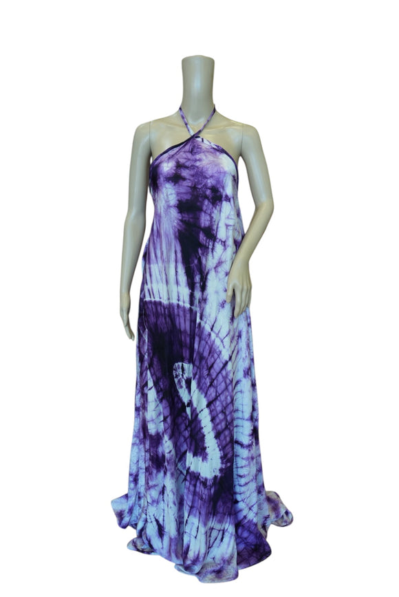 Purple Tie-Die Silk Summer Dress