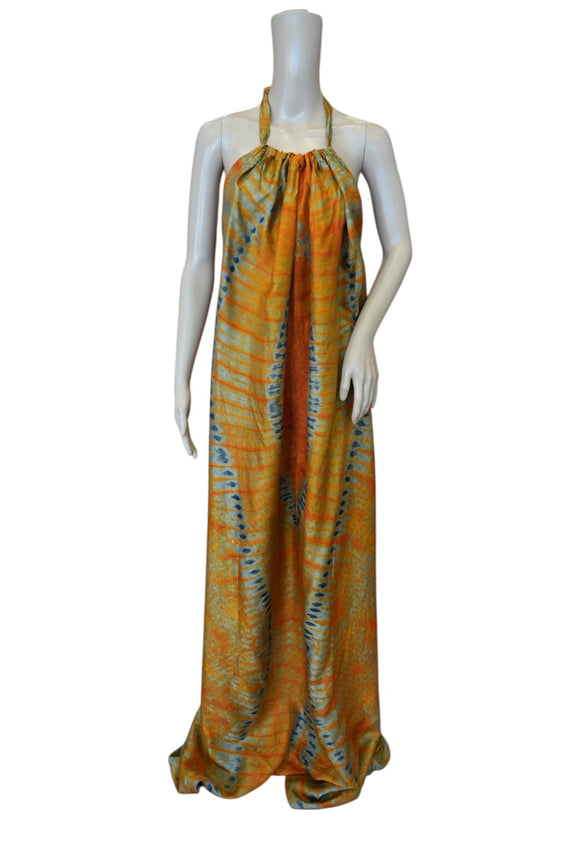Gold Tie-Die Silk Summer Dress