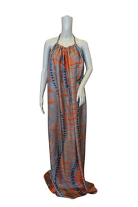 Orange Tie-Die Silk Summer Dress