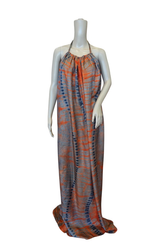 Orange Tie-Die Silk Summer Dress