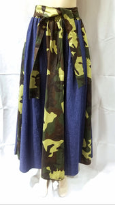 Denim Camouflage Maxi Skirt