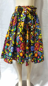 28" Multicolor Short Length African Print Skirt