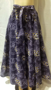 Navy Blue African Print Maxi Skirt