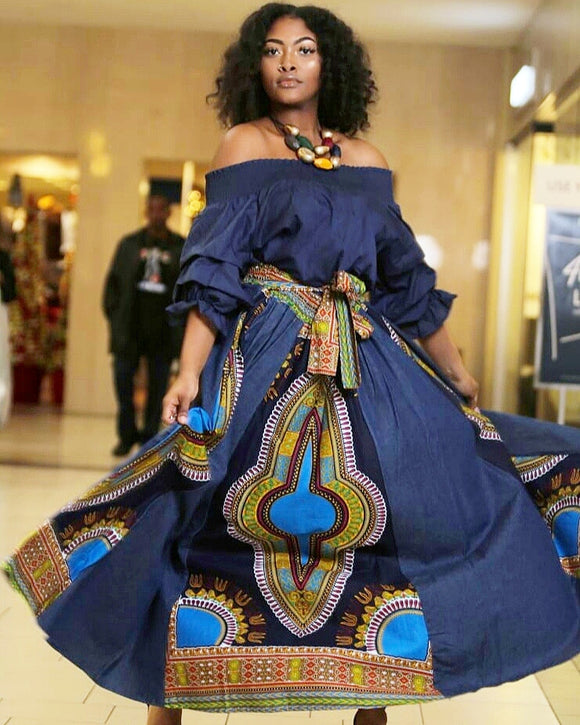 Dashiki Print Denim Maxi Skirt – Yoma Fashion Boutique Dashiki Print Denim Maxi Skirt – Yoma Fashion Boutique