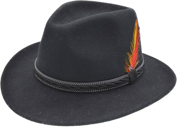 Black Wool Fedora Hat