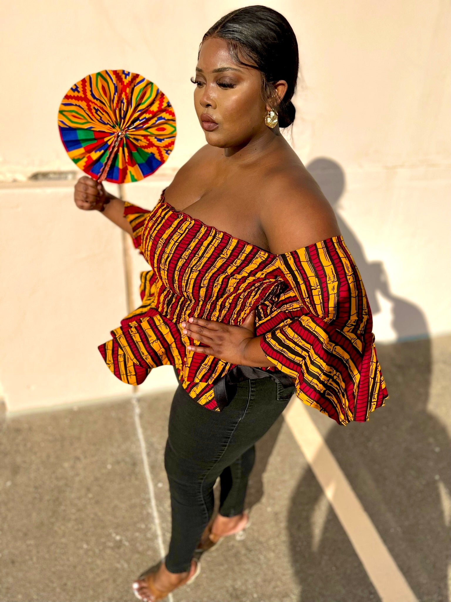Off The Shoulder Red Ankara Peplum Top – Yoma Fashion Boutique